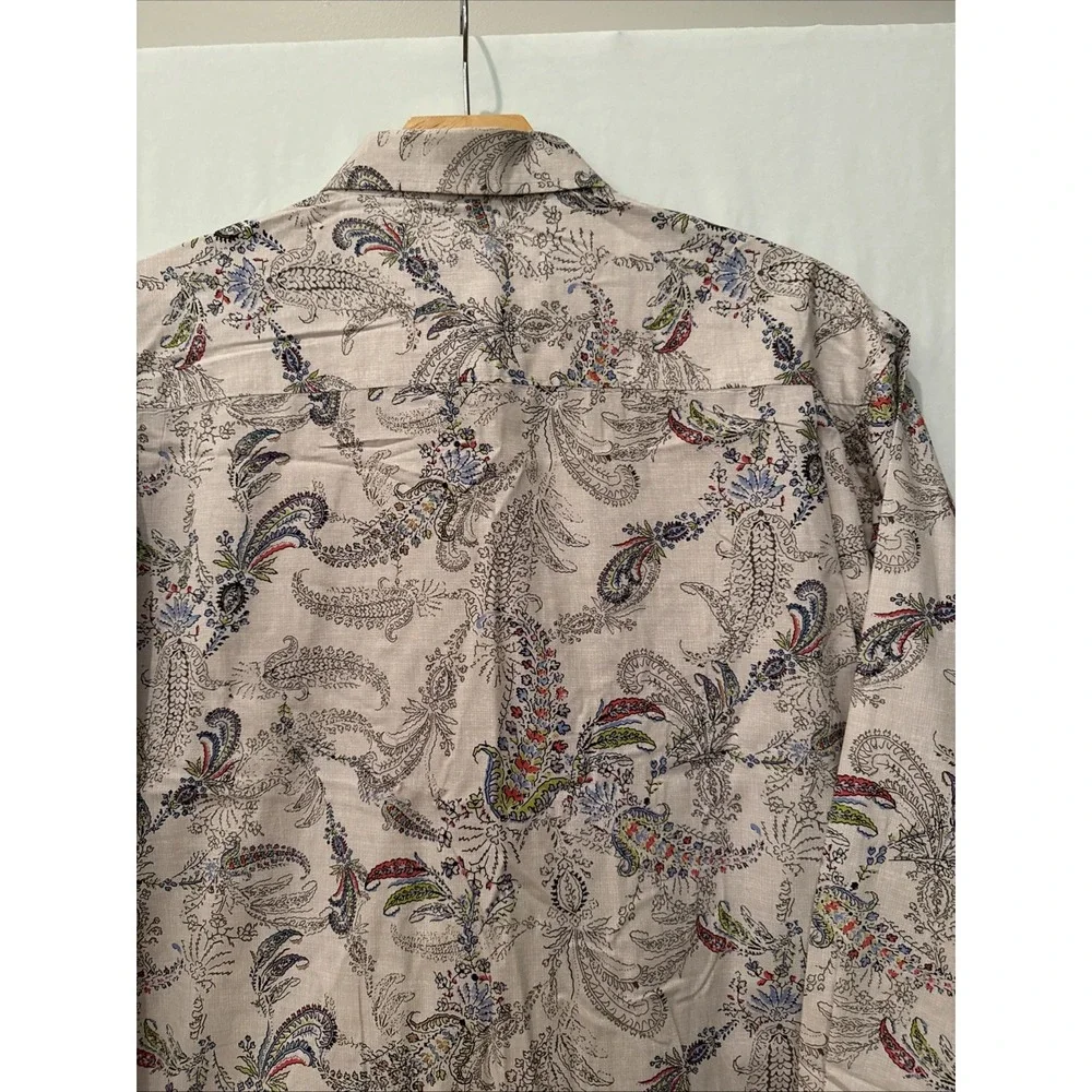 Alan Flusser Mens Floral Gray/W Multicolor Button Up Shirt XXL Long Sleeve NWOT